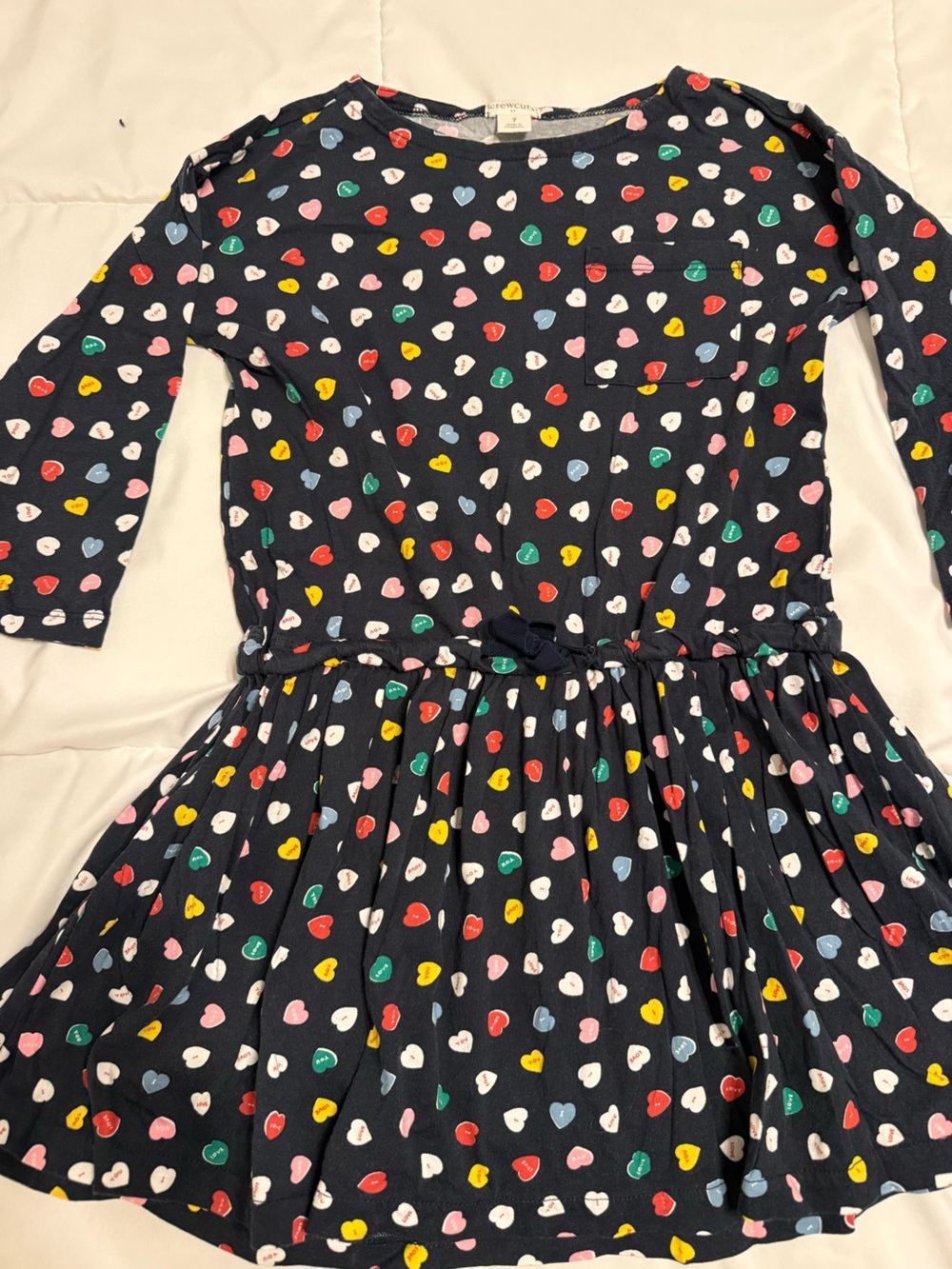 Crewcuts Dark Navy Blue Heart Print Skirted Bottoms with Multicolor Hearts